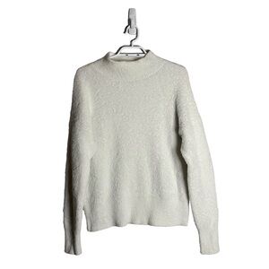 French Connection Women's White Fuzzy Mock Neck Sweater